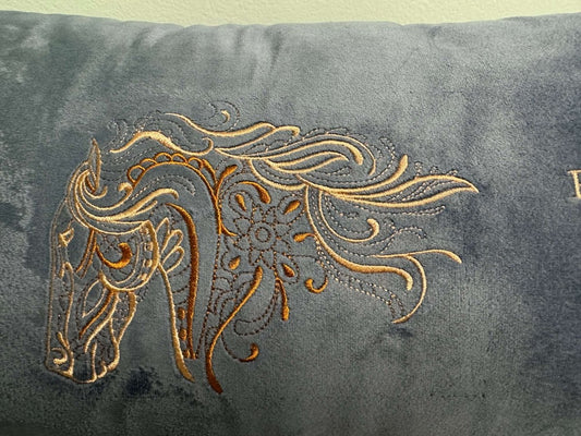 Decorative Couch Pillow: A Horse is Poetry - A Stitch Above Embroidery
