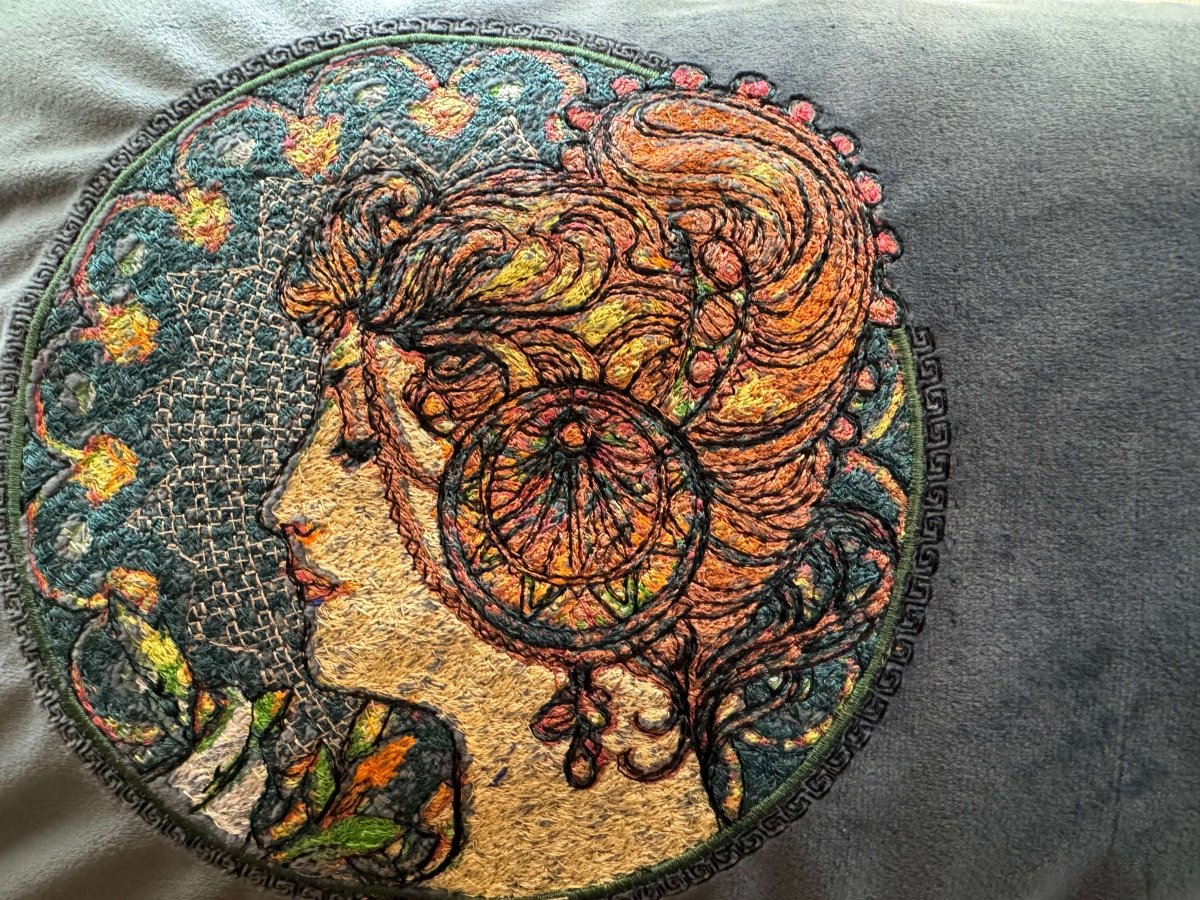 Decorative Embroidered Couch Pillow - A Stitch Above Embroidery