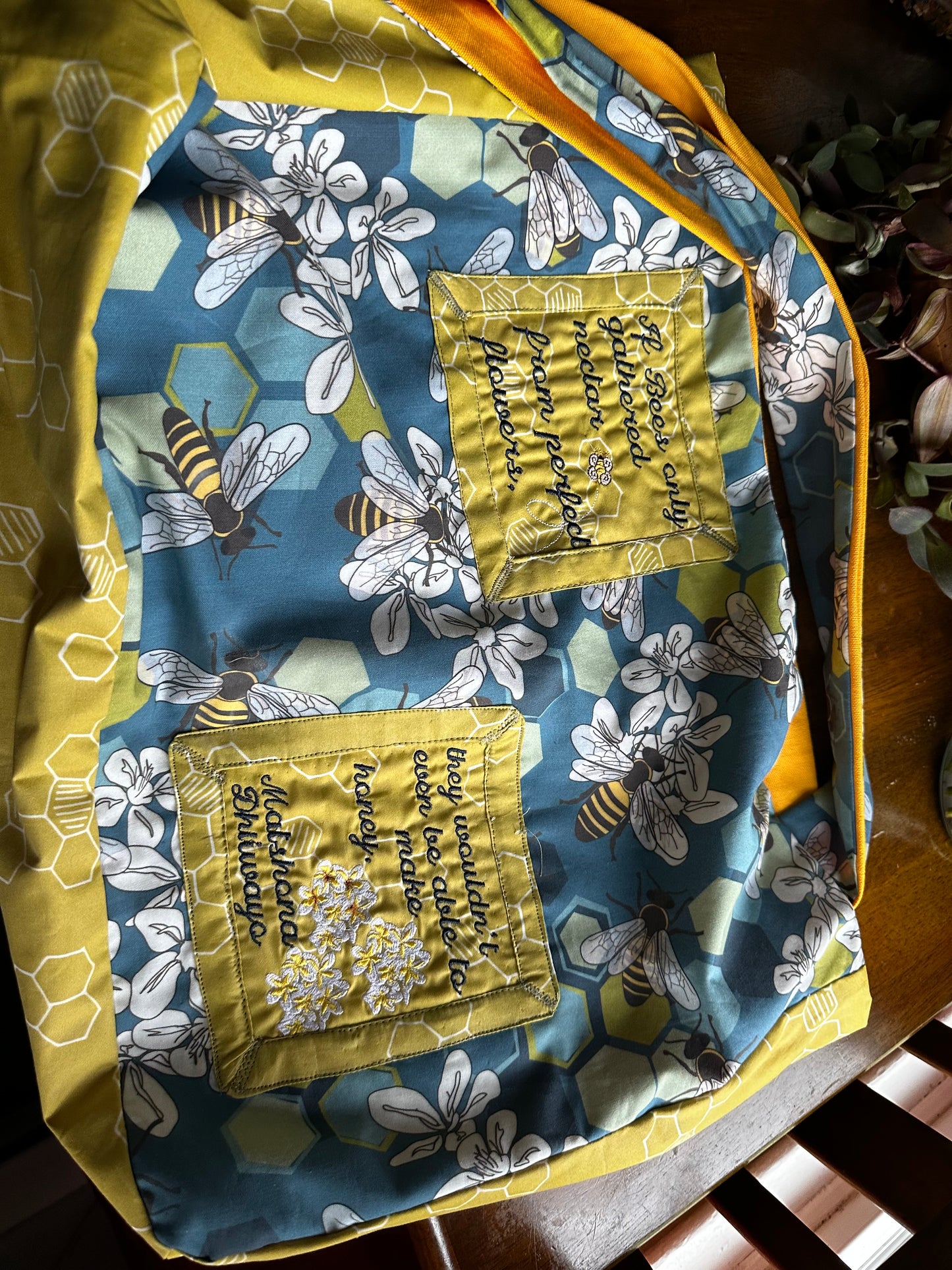 Large Handbag Tote Bees and Flowers