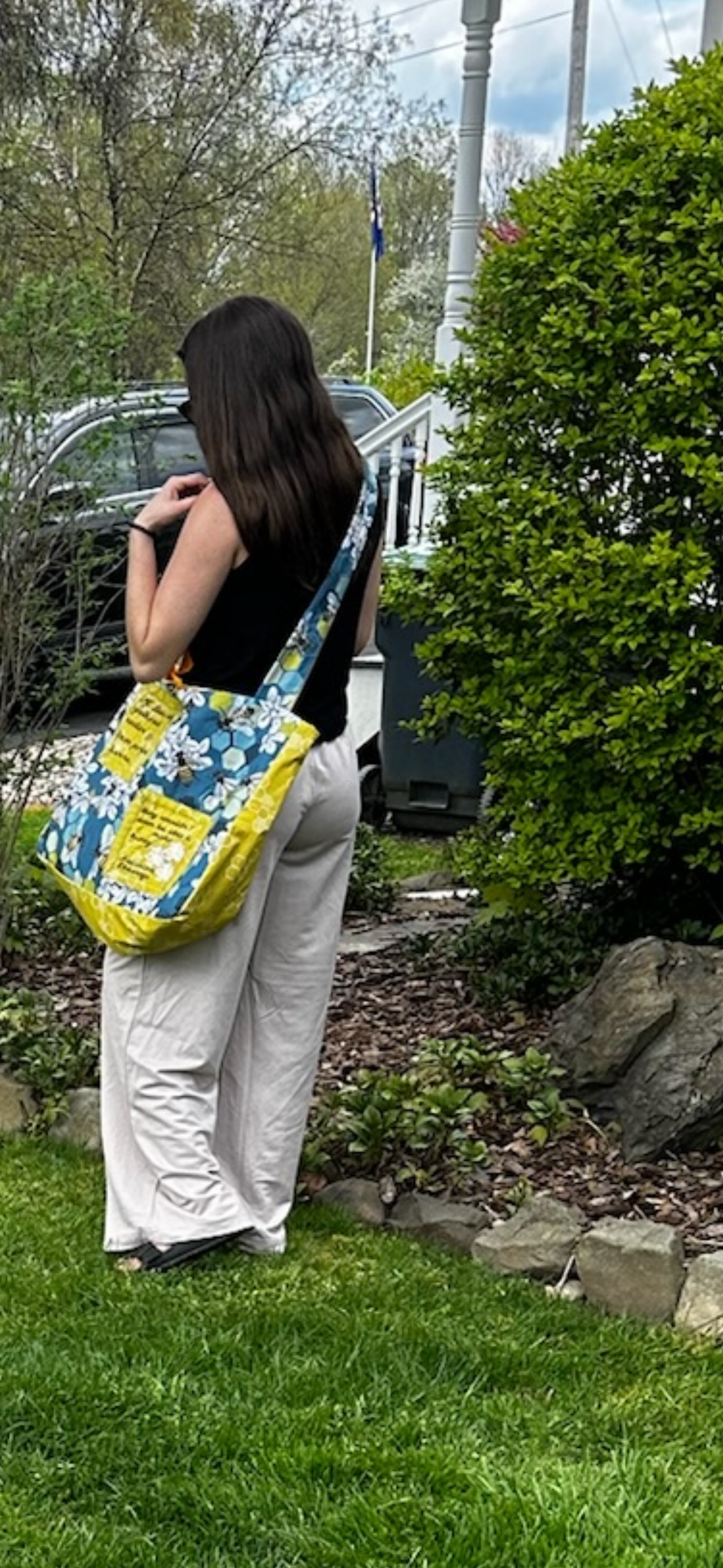 Large Handbag Tote Bees and Flowers