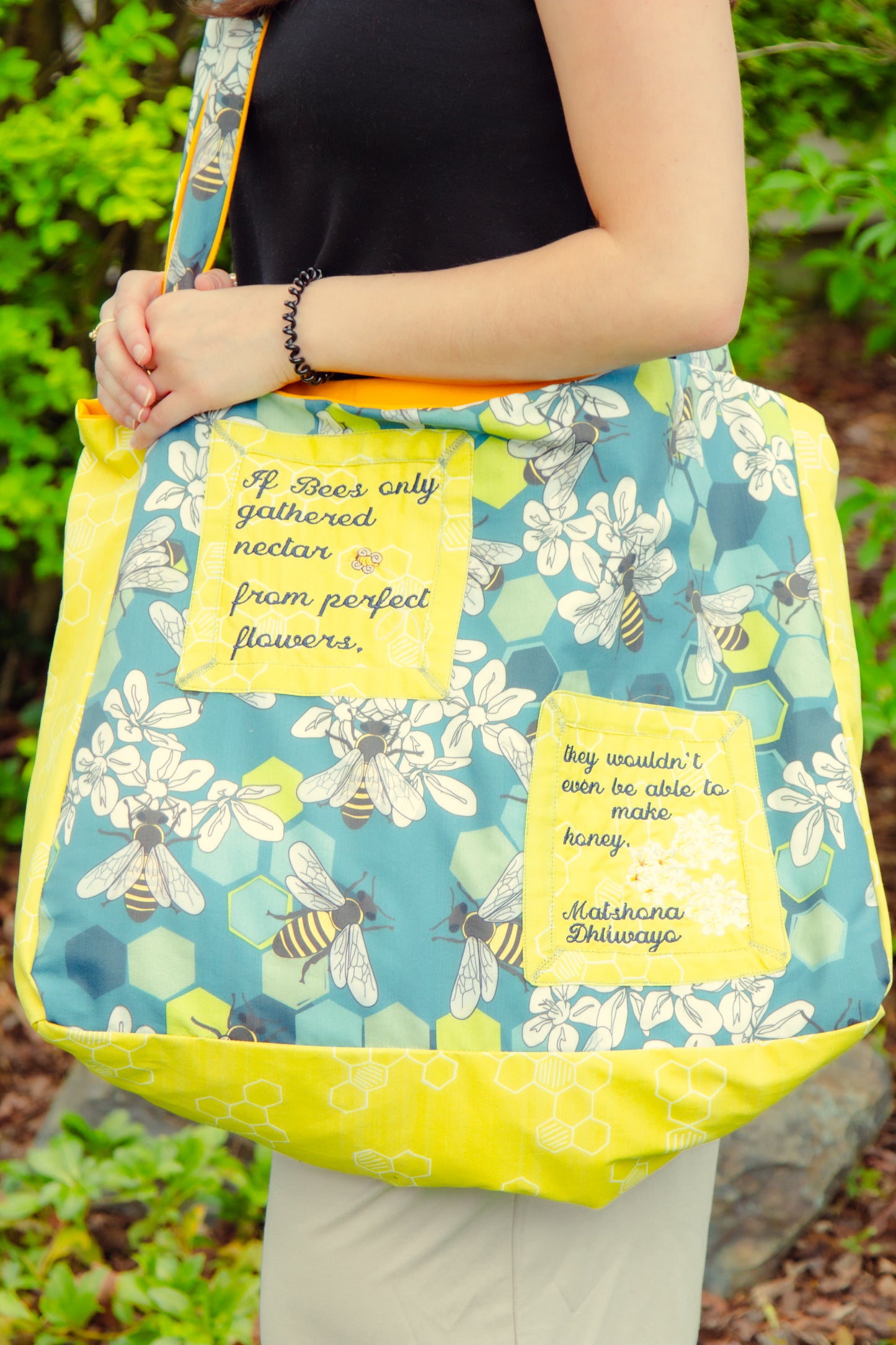 Large Handbag Tote Bees and Flowers